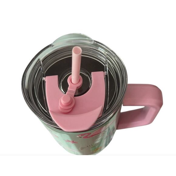 NEW 40oz Tropical Flamingo Tumbler 40 Hour Cold With Straw And Handle - Picture 2 of 9